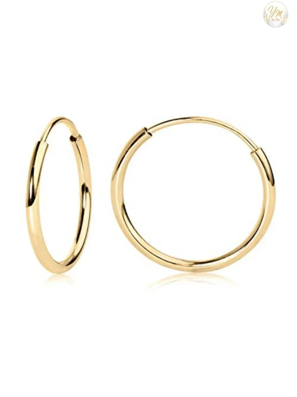 14k Gold Solid Endless Hoop Earrings for Women Men Teens Lightweight Thin Hoops